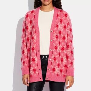 Coach Lunar New Year Pink Oversized Cardigan Sweater